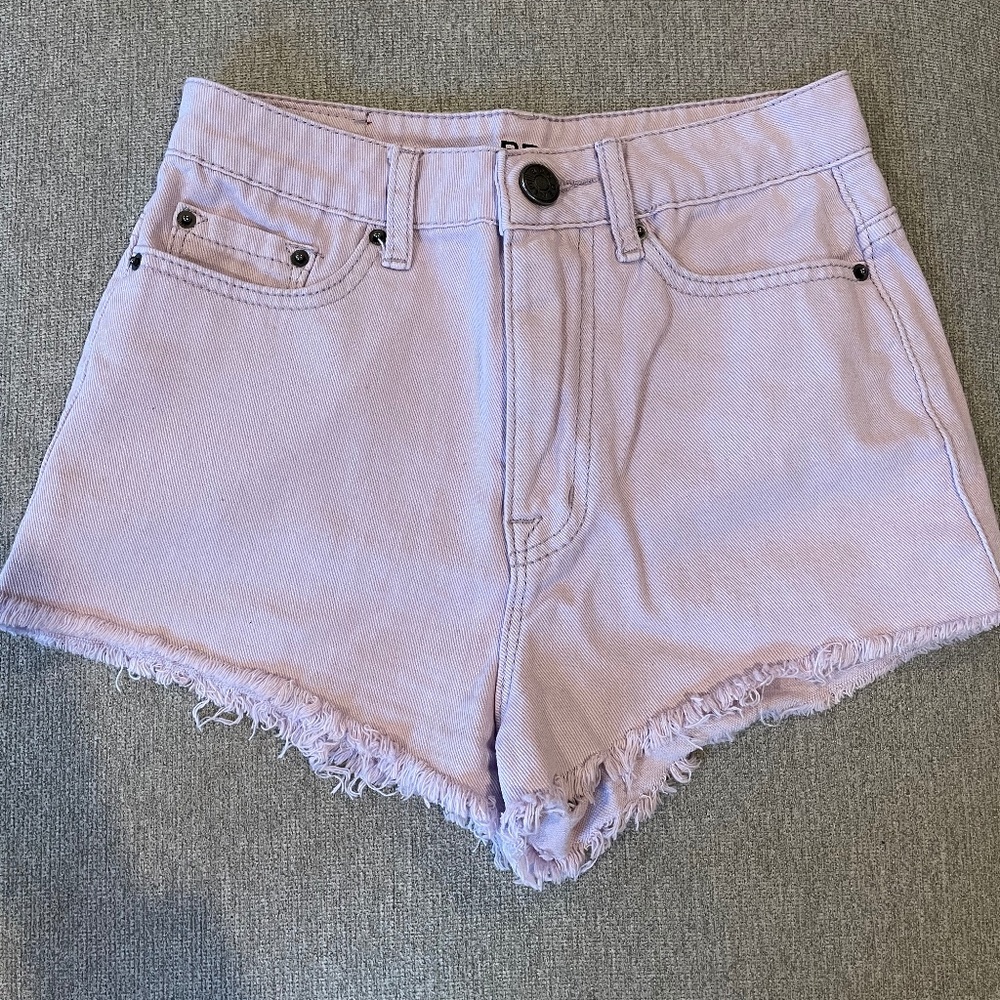 BDG High Rise Cheeky Lavender Denim Shorts 24W